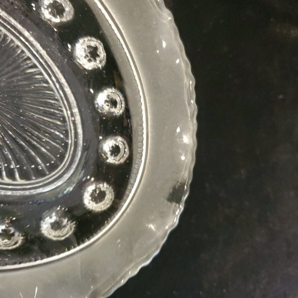 1930's Davidson Blackberry Prunt Clear Frosted Ruffled Oval Dish Vintage England - Picture 5 of 6